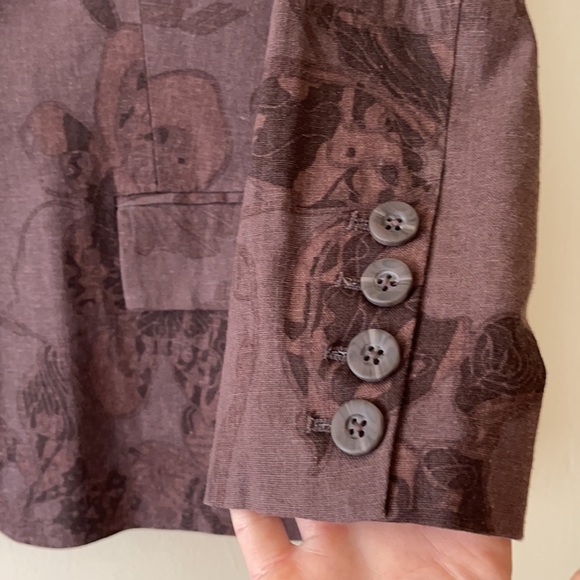 Dusty Plum Linen Blend Abstract Print Boyfriend Blazer EUC - Picture 4 of 16